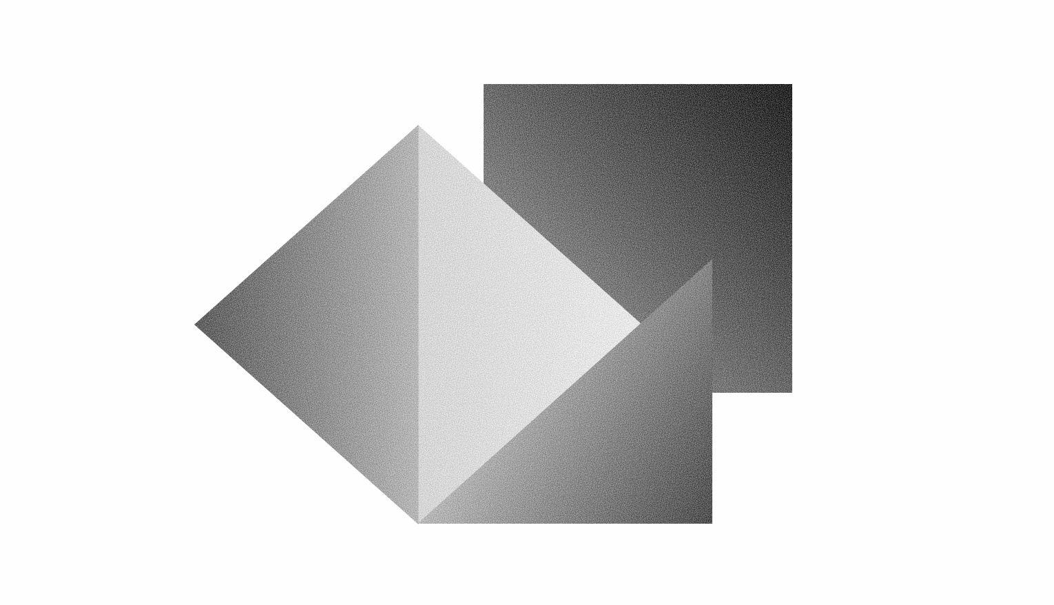 Grayscale abstract composition of a square, triangle, and trapezoid